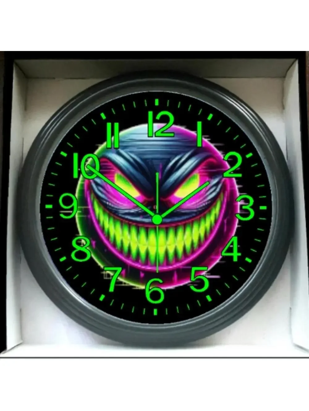 Psychedelic Glow In The Dark :-) Happy Face Glow In The Dark Wall Clock New!